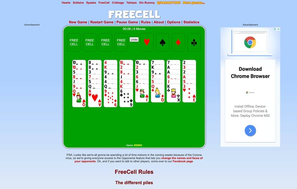 card games io freecell screenshot