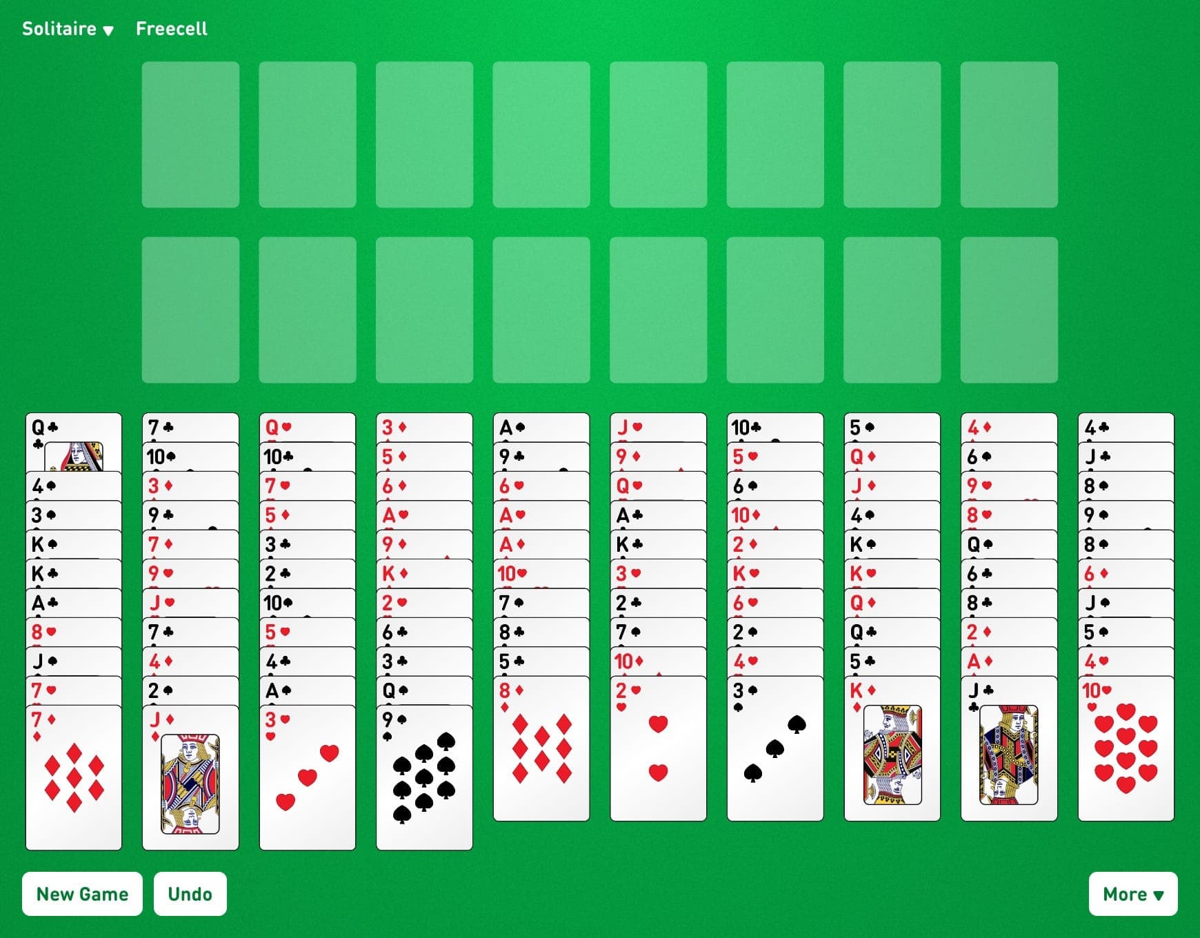 green felt freecell solitaire and puzzle games