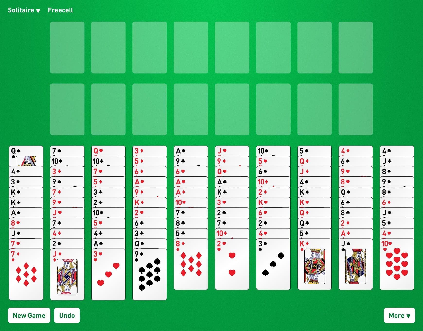 Big FreeCell Game Layout