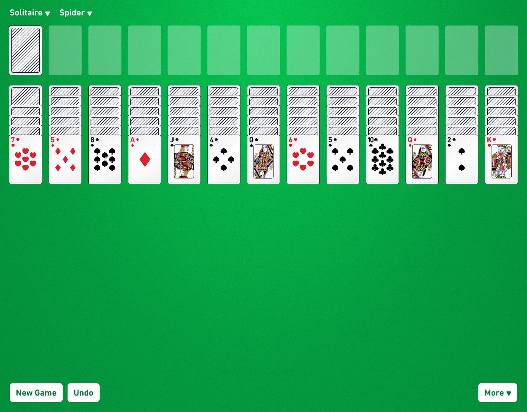 Spider Solitaire 4 suits — play for free