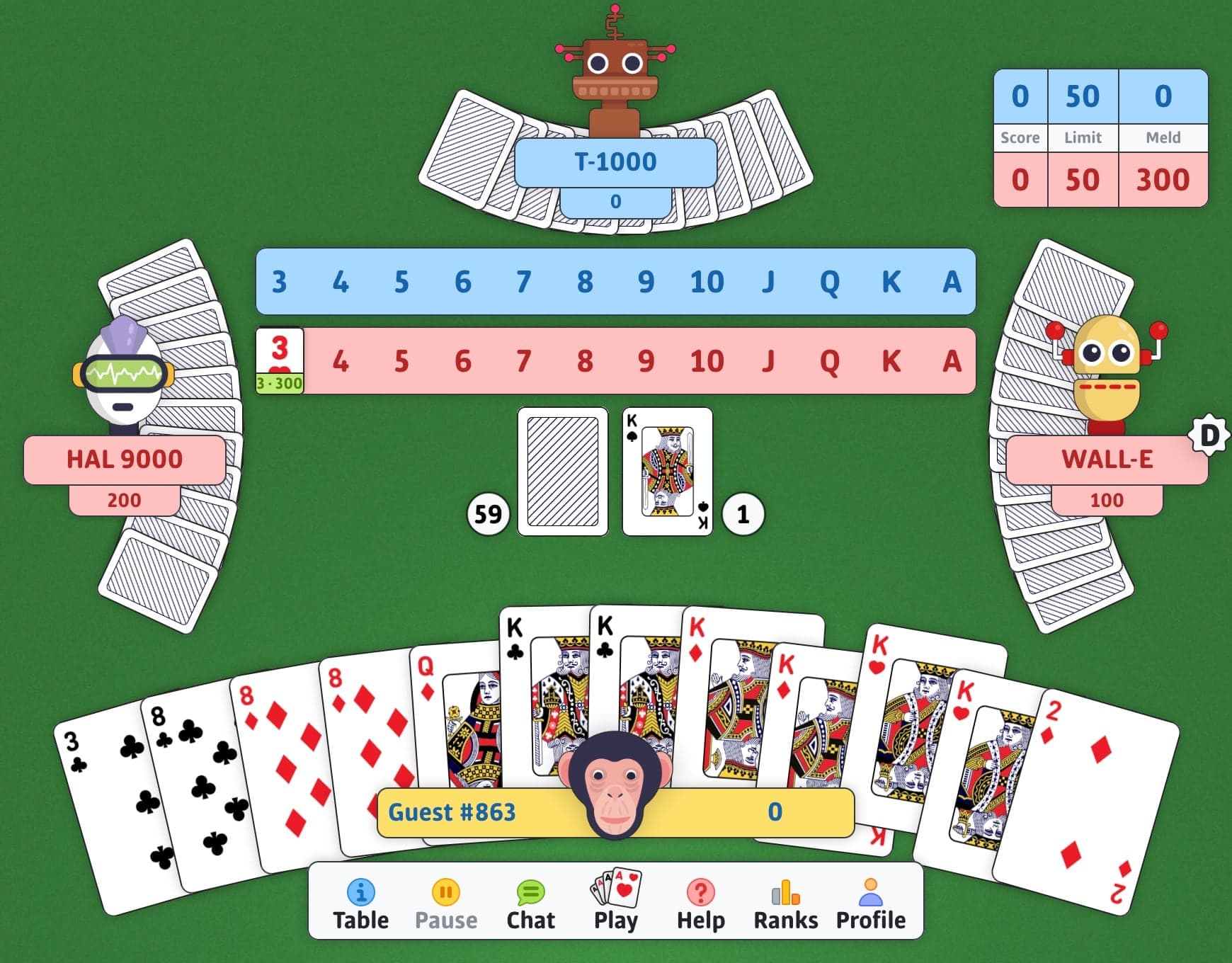 Jouer à Canasta
