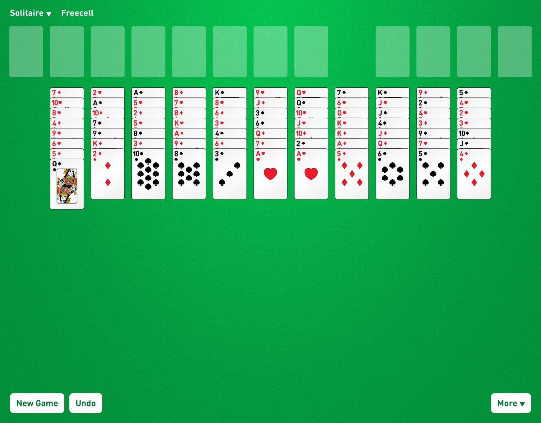 Layout do jogo chinês FreeCell