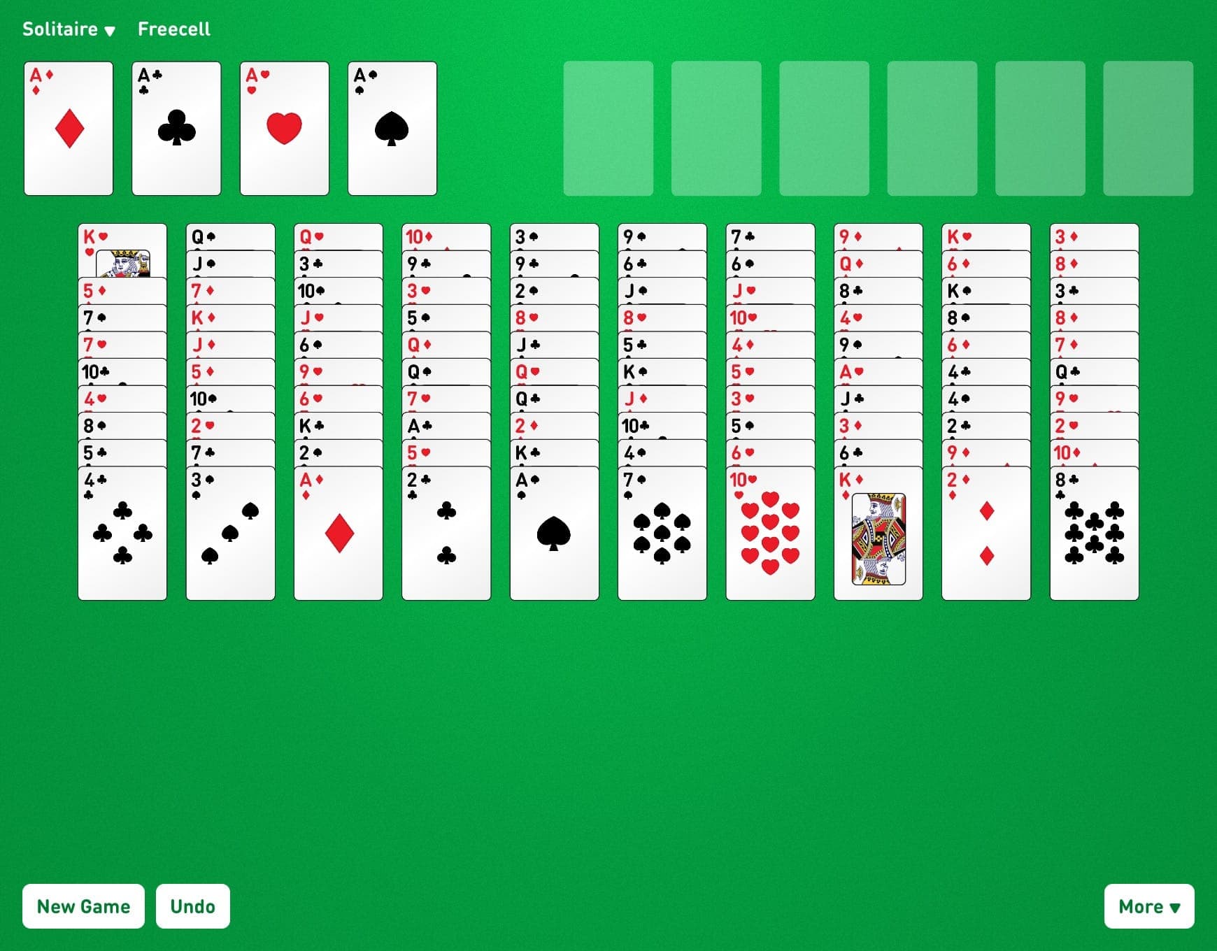 Double FreeCell Game Layout