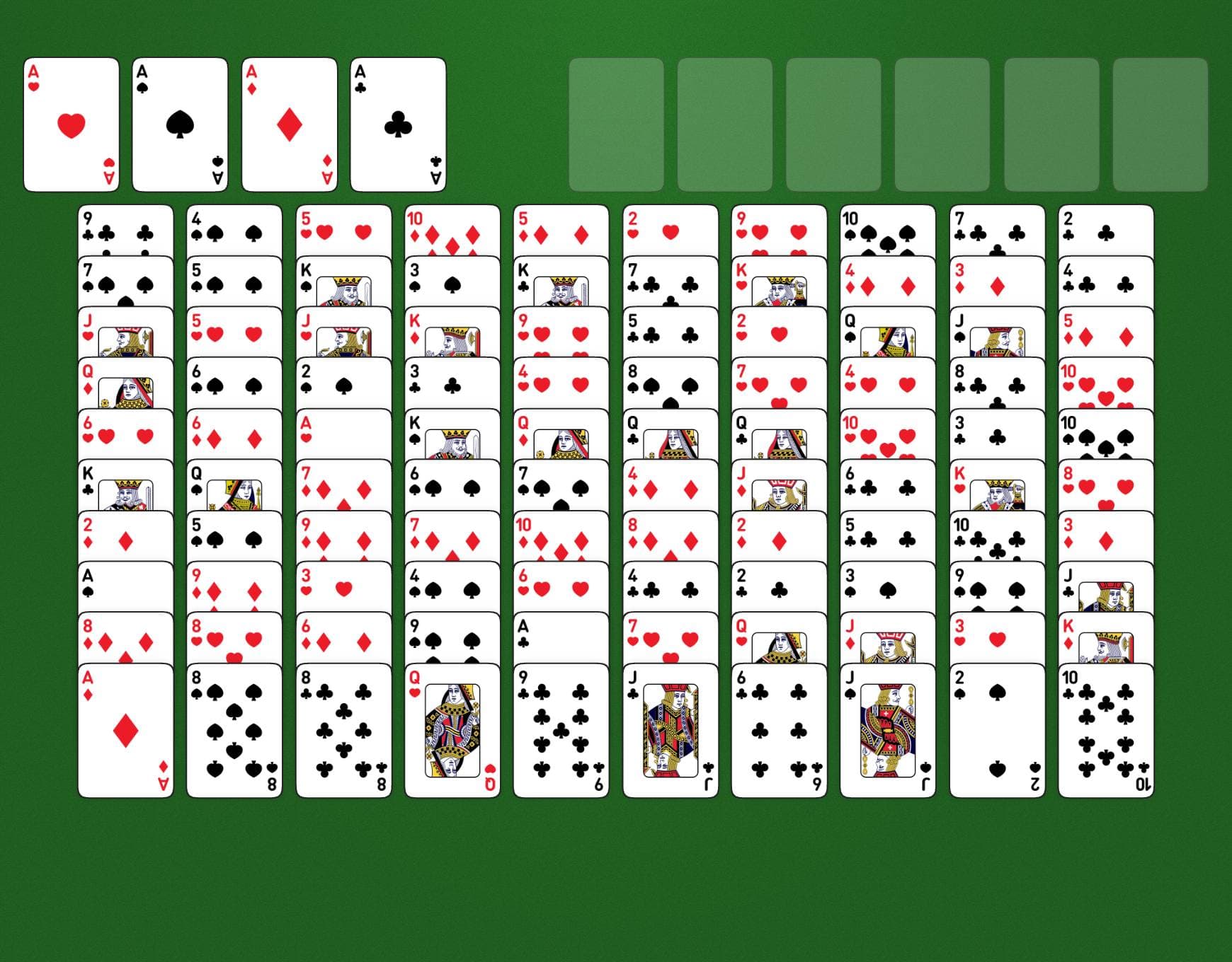 Disposition du jeu Double FreeCell
