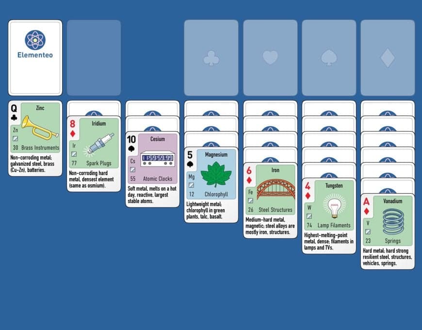 Screenshot of Elementeo solitaire game