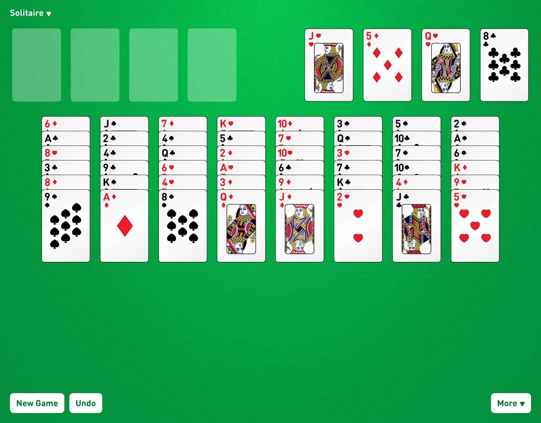 Freecell Solitaire - Green Felt  Solitaire, Solitaire games, Games to play