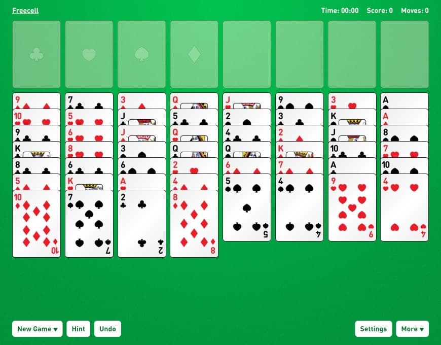 Screenshot of freecell game