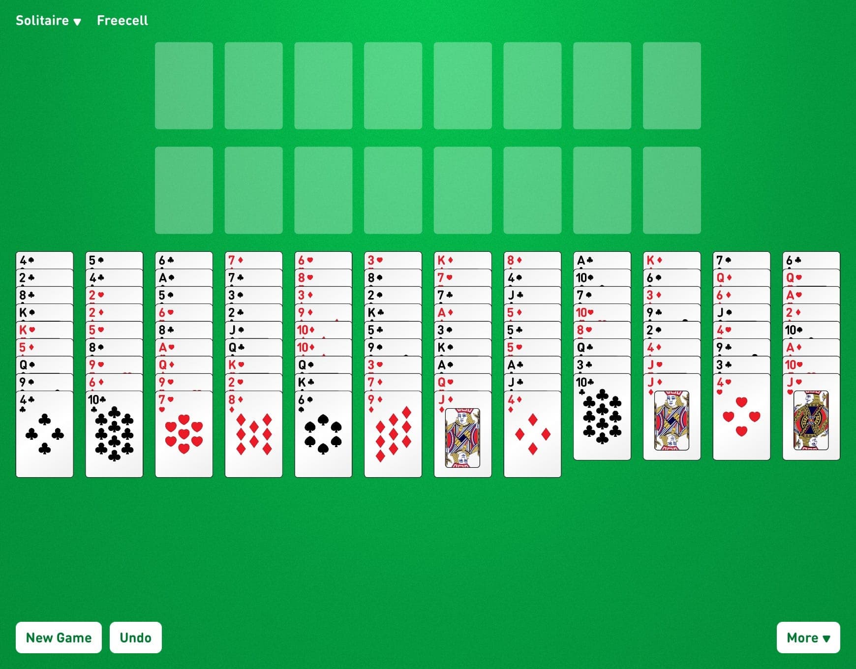 FreeCell Duplex Game Layout