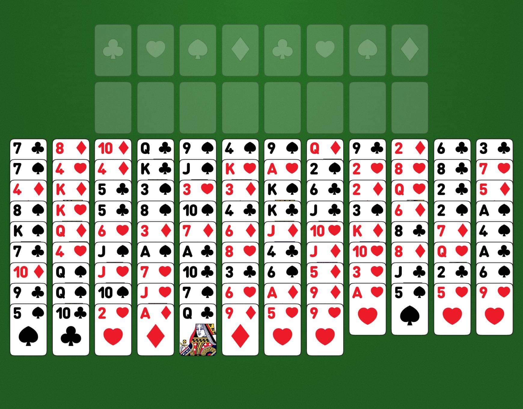 Disposição do jogo FreeCell Duplex