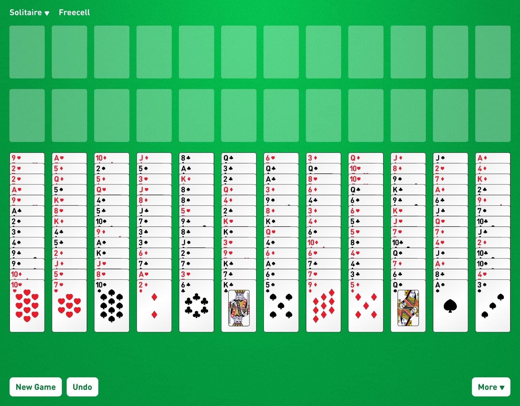 FreeCell Three Deck Game Layout