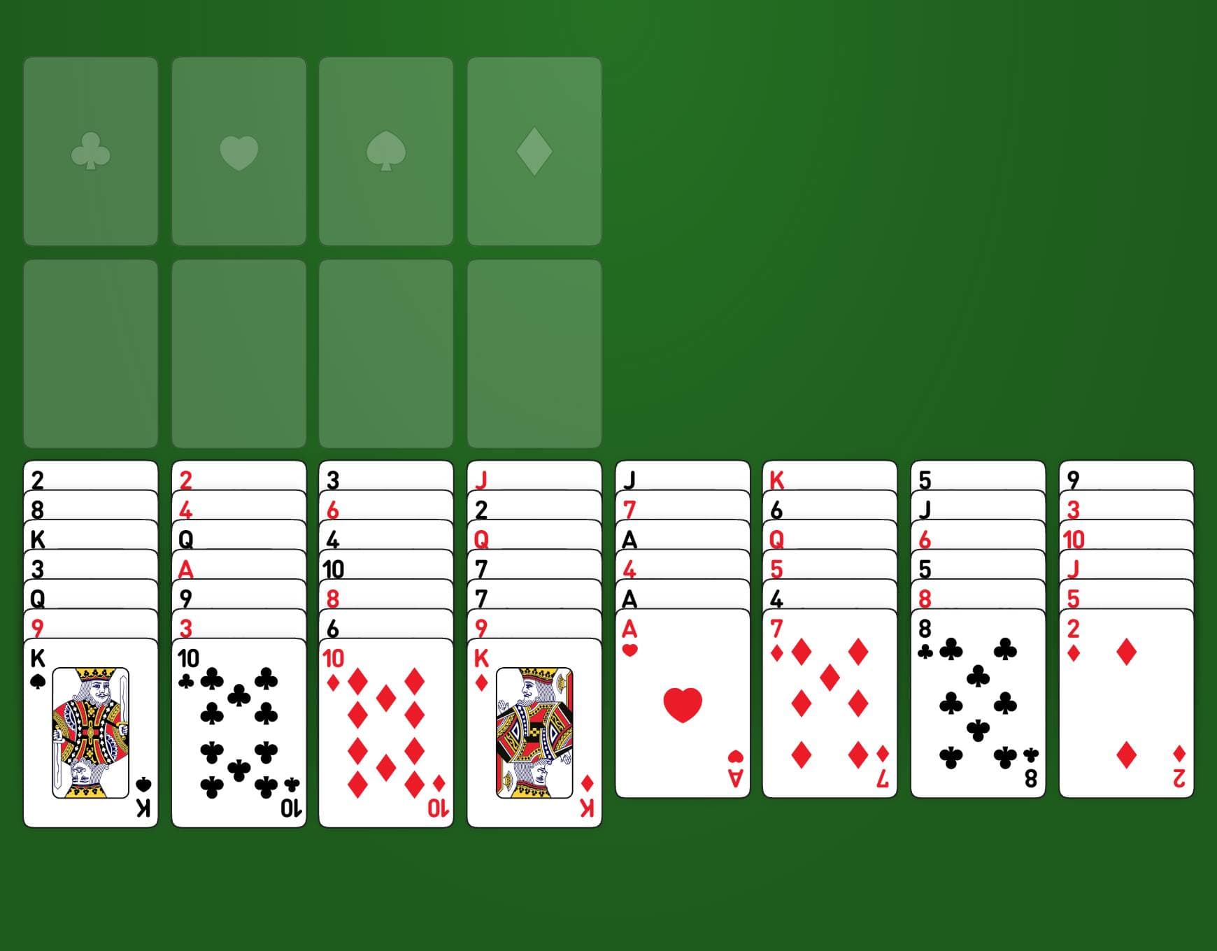 Disposition du jeu Inverted FreeCell
