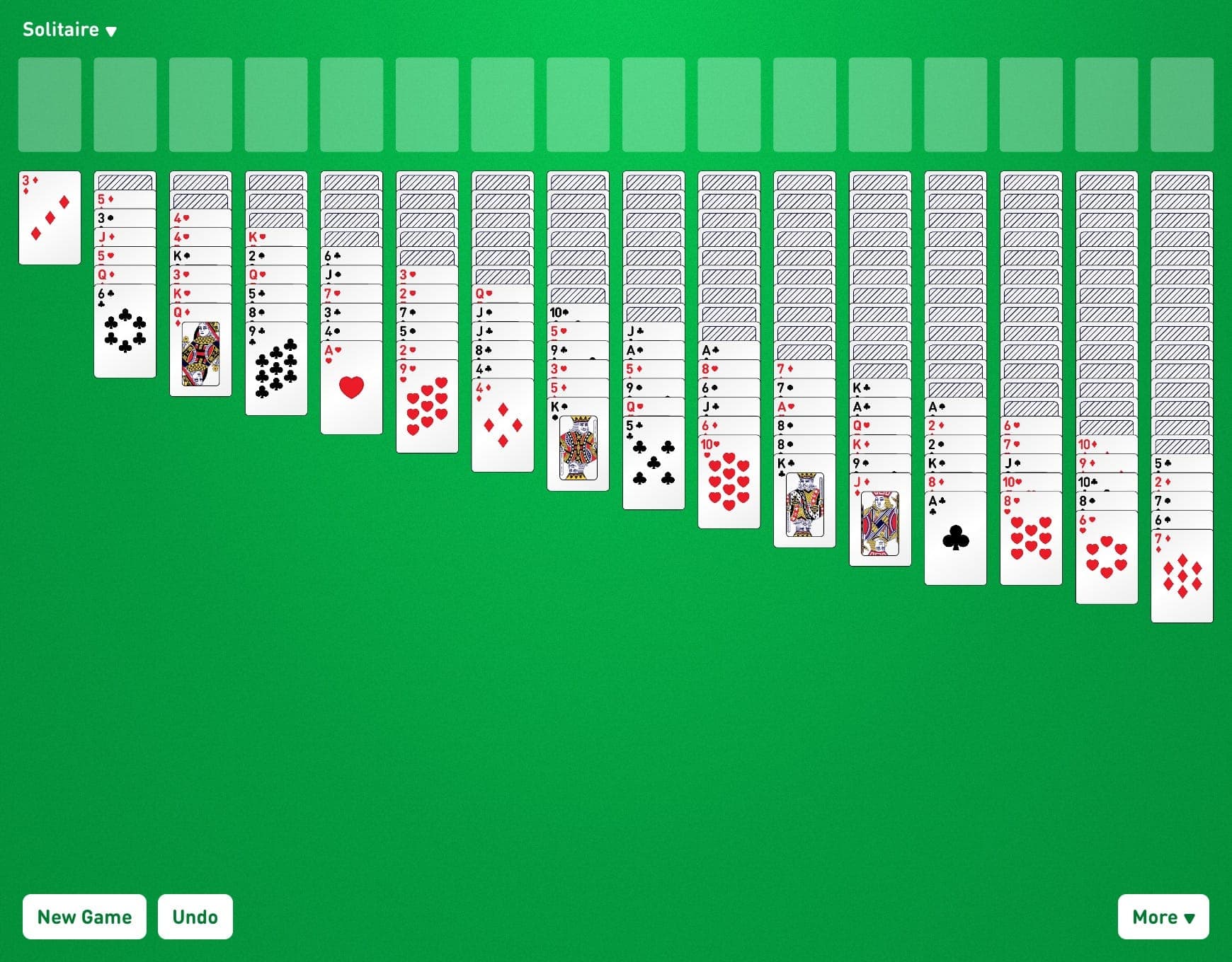 Quadruple Yukon Game Layout