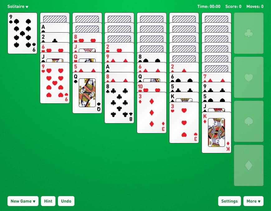Screenshot des russischen Solitärs - kostenloses Online-Spiel