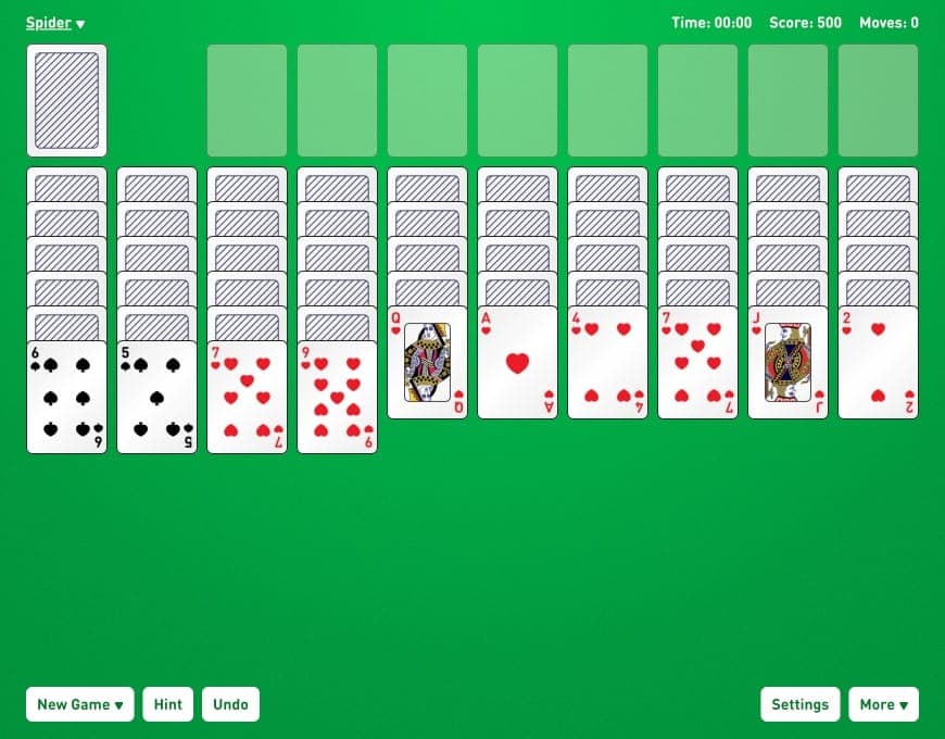 spider solitaire 2 suits online