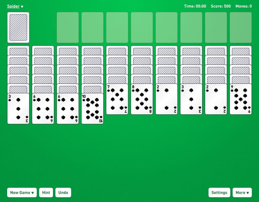 Capture d'écran du jeu Spider Solitaire à une suite gratuit