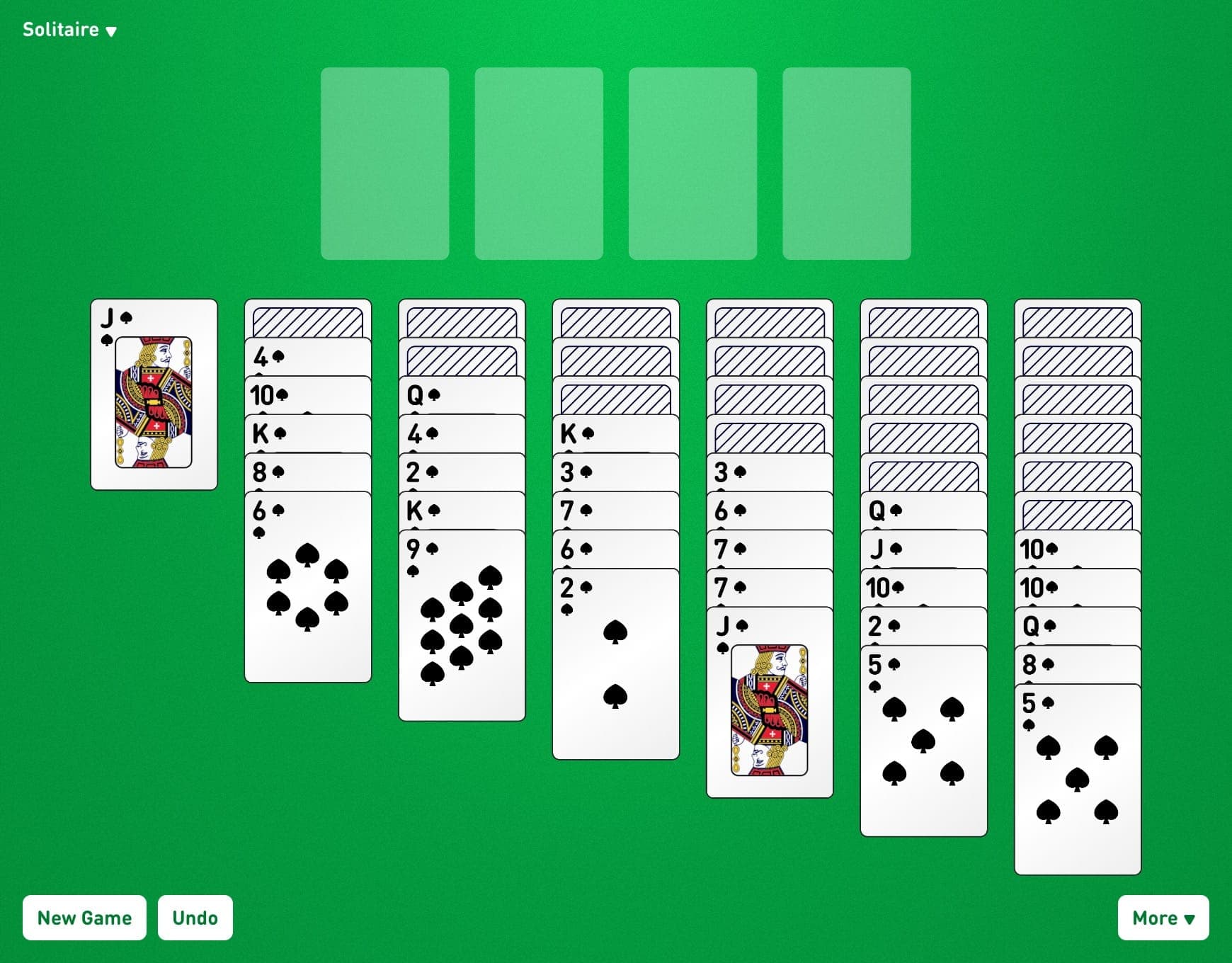 Yukon One Suit Game Layout