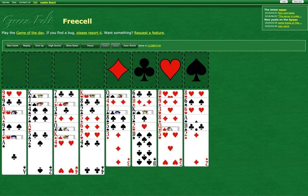 spider solitaire 2 suits green felt