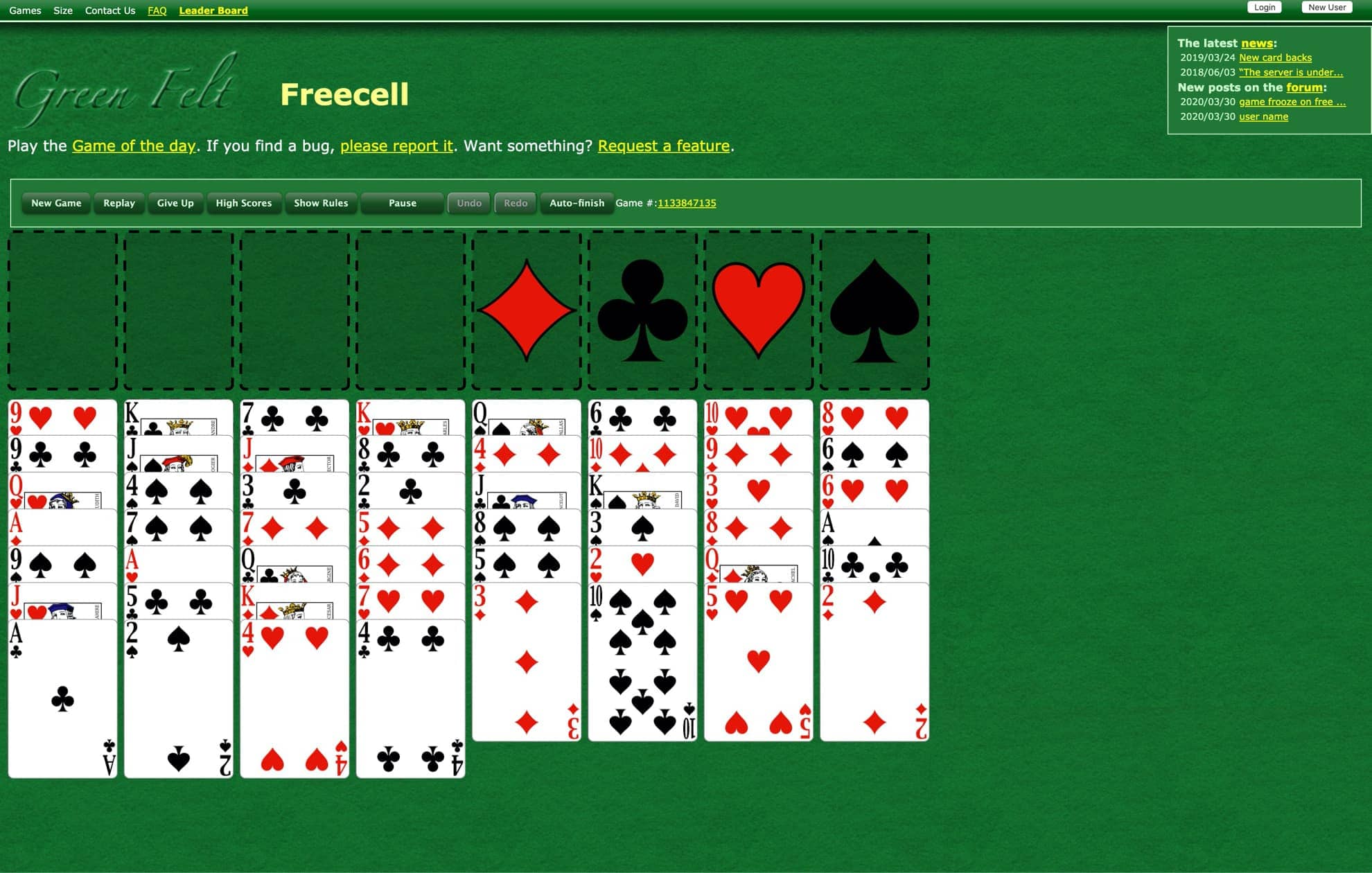 freecell solitaire green felt security issue