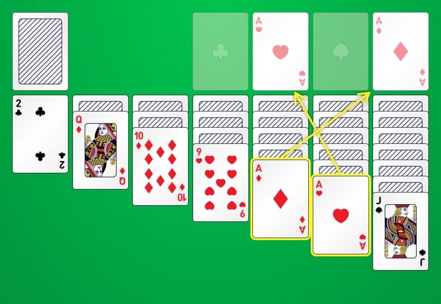 Illustration showing how to playing solitaire classic