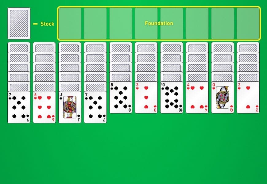 Illustration of how to play spider solitaire free